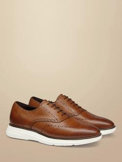 Charles Tyrwhitt Leather Brogue Trainers, Walnut - view 2, Walnut