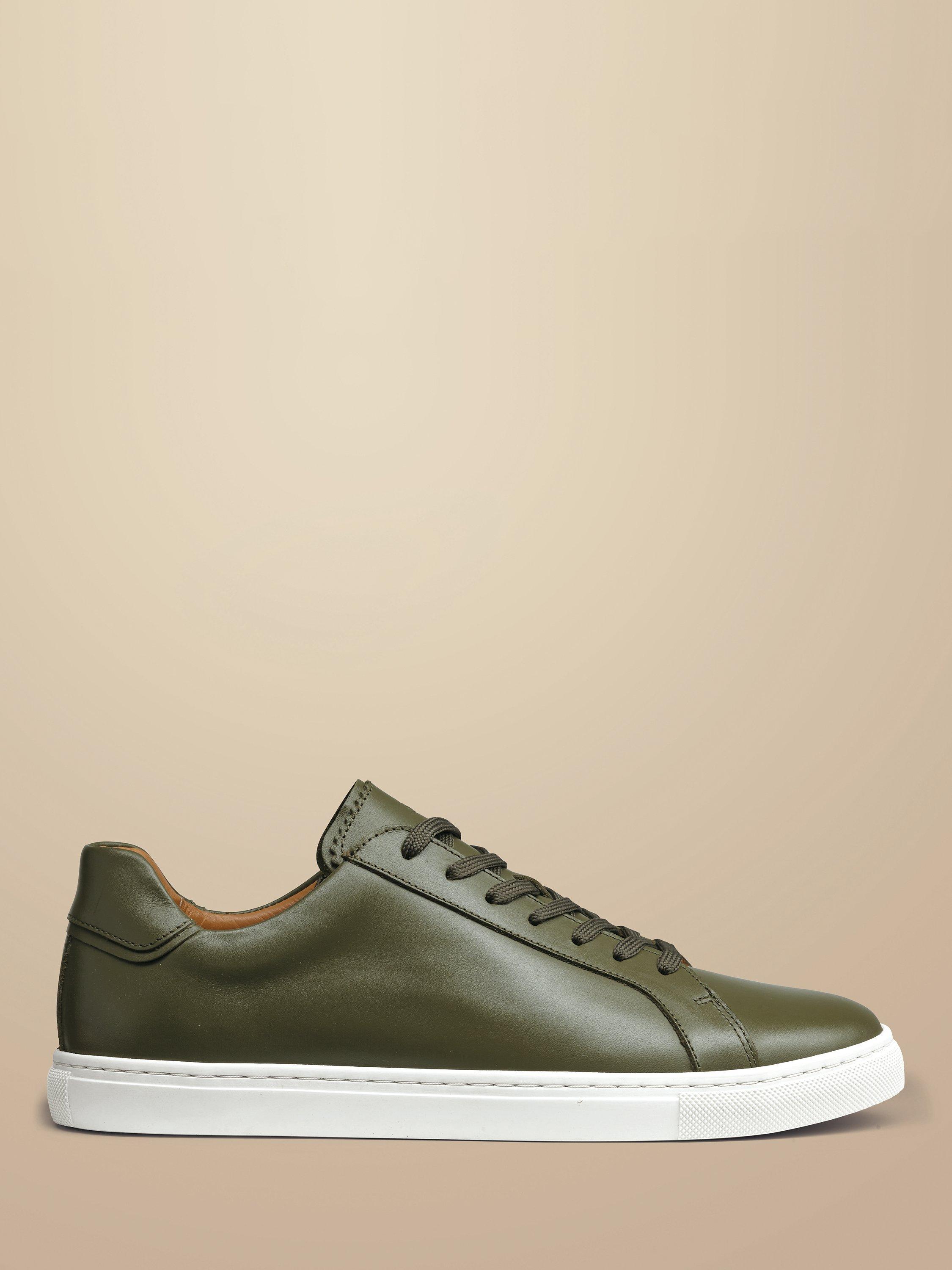 Charles Tyrwhitt Leather Trainers Olive Green