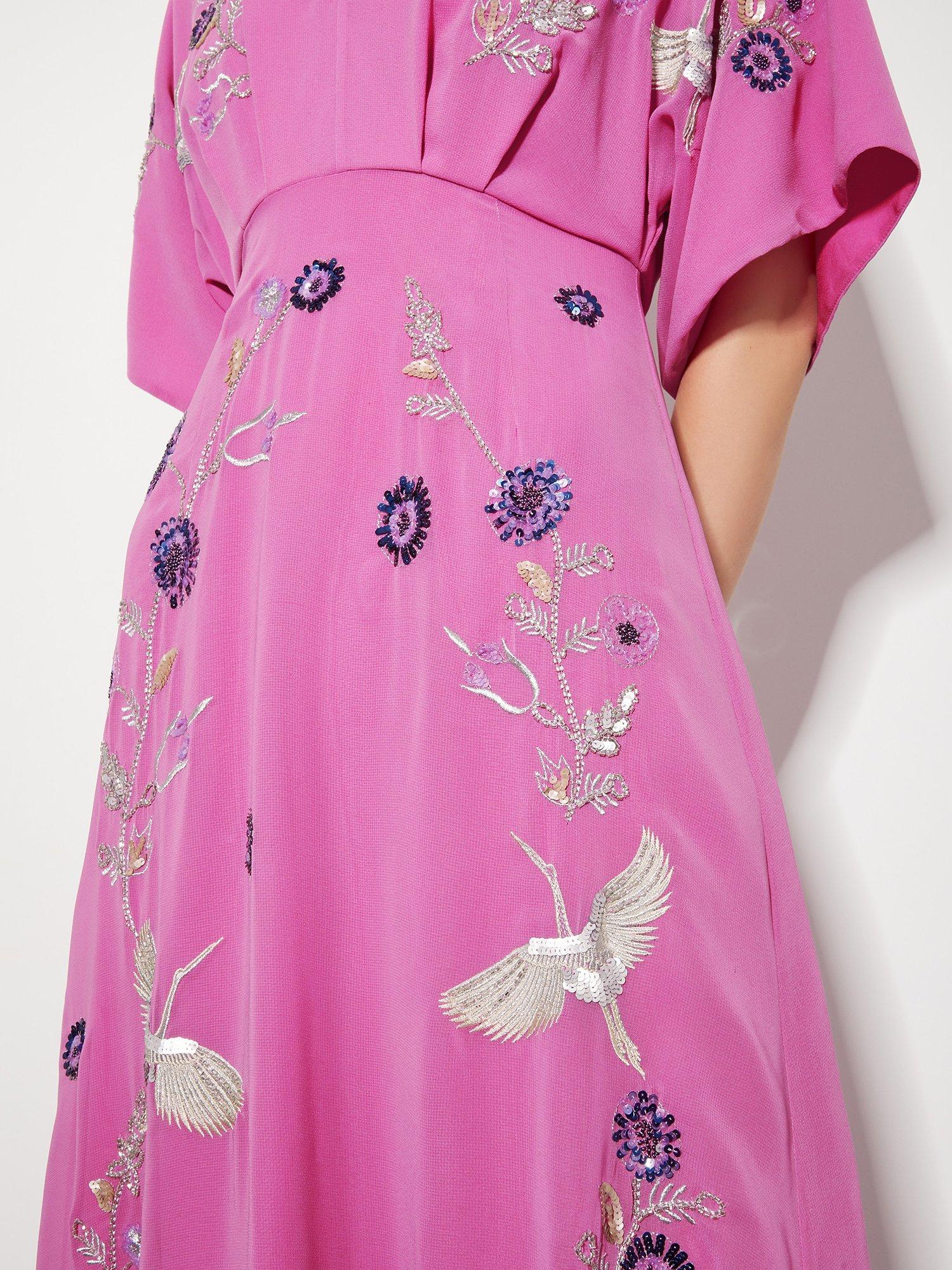 Monsoon Rosalie Kimono Dress Pink