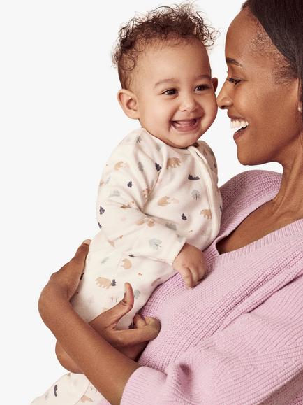MORI Baby Zip Sleepsuit, Bear Print - view 2, Bear Print