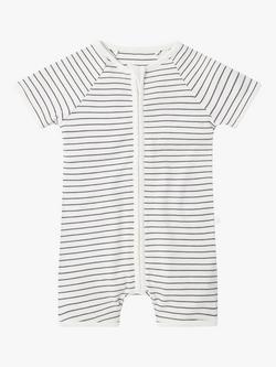 MORI Baby Summer Sleepsuit, Grey Stripe, Grey Stripe