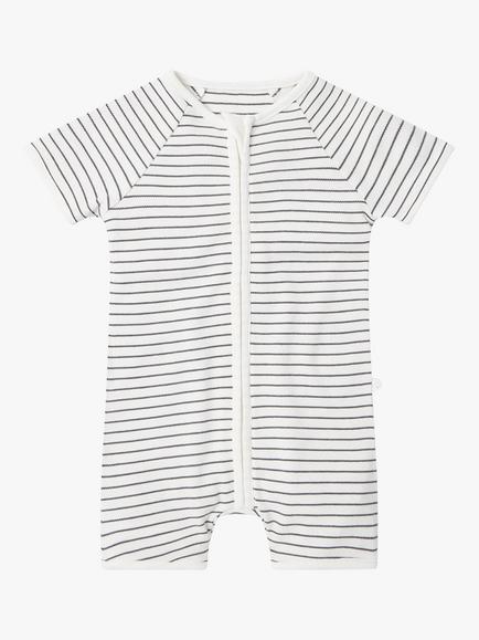 MORI Baby Summer Sleepsuit, Grey Stripe, Grey Stripe