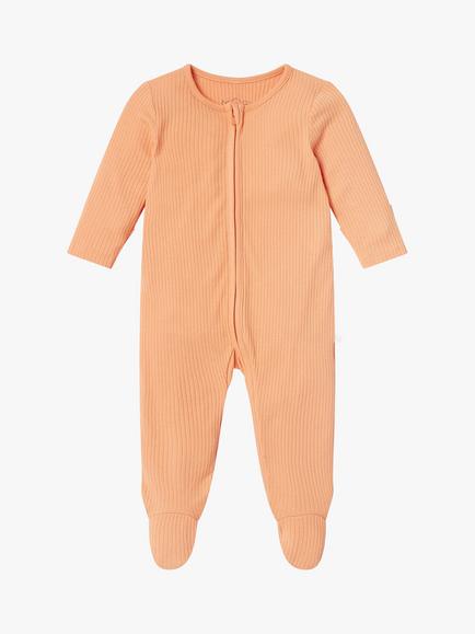 MORI Baby Ribbed Zip Sleepsuit, Orange, Orange