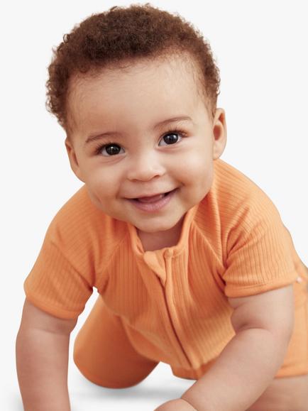 MORI Baby Summer Sleepsuit, Orange - view 2, Orange