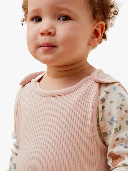 MORI Baby Ribbed Romper, Blush - view 2, Blush