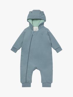 MORI Baby Cotton Blend Ribbed Pramsuit - view 2, Sky/Mint