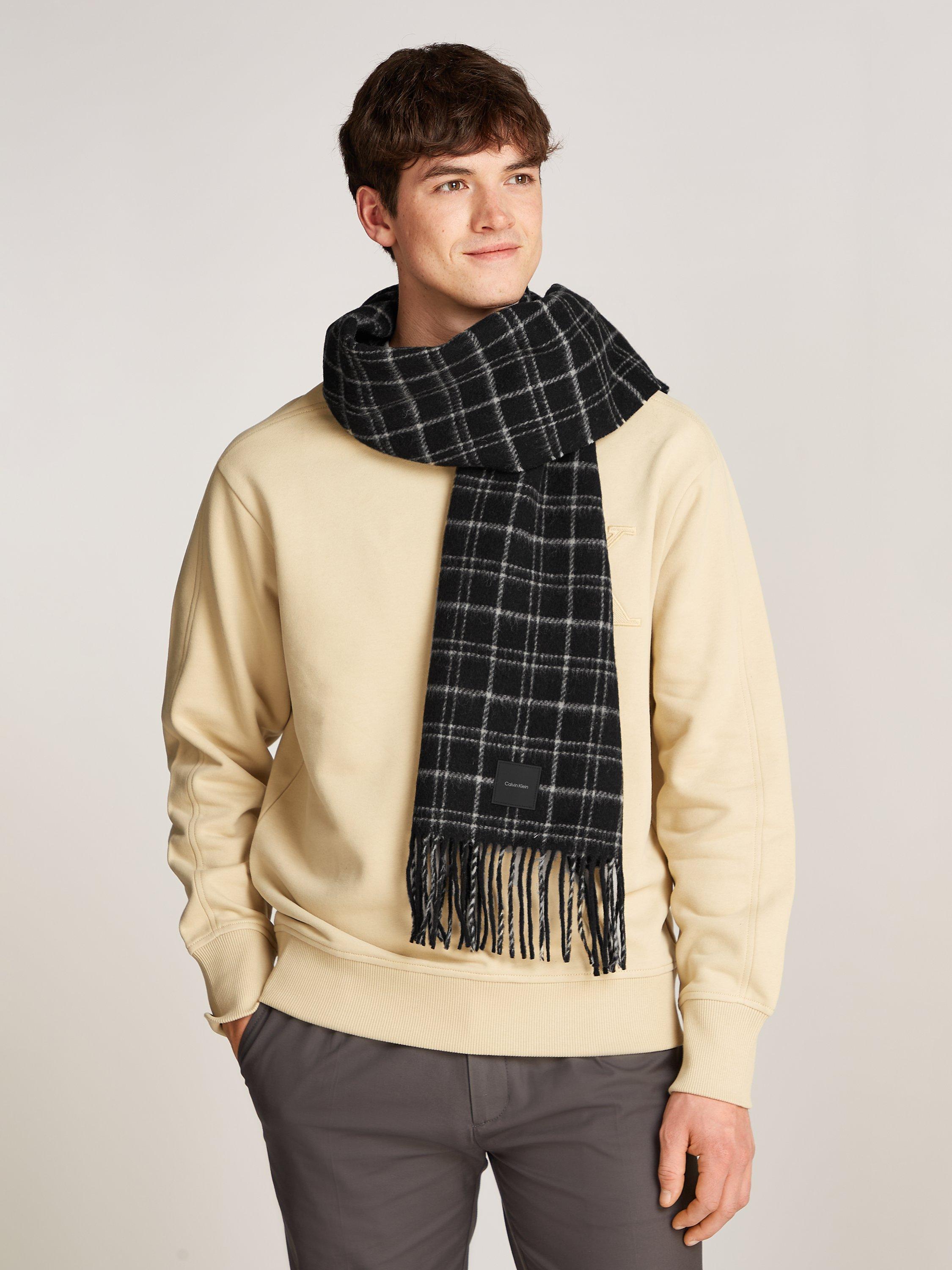 Calvin Klein Mini Check Wool Scarf Ck Black