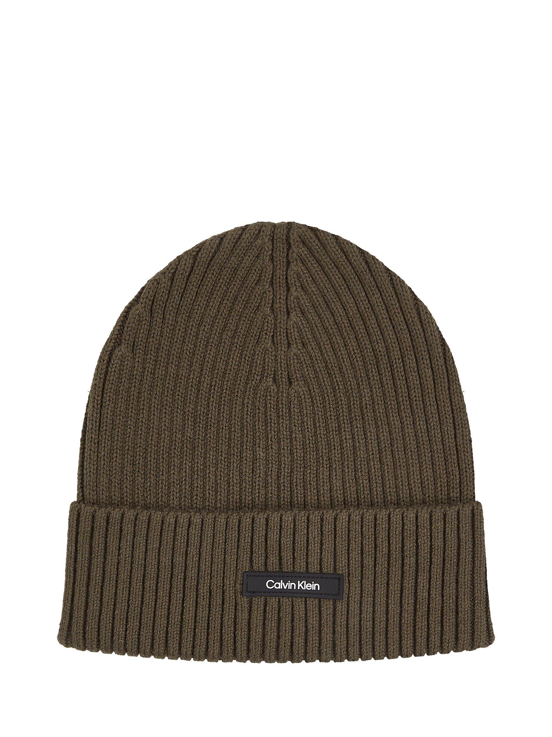 Calvin Klein Classic Organic Cotton Cashmere Blend Beanie Hat, Dark Olive