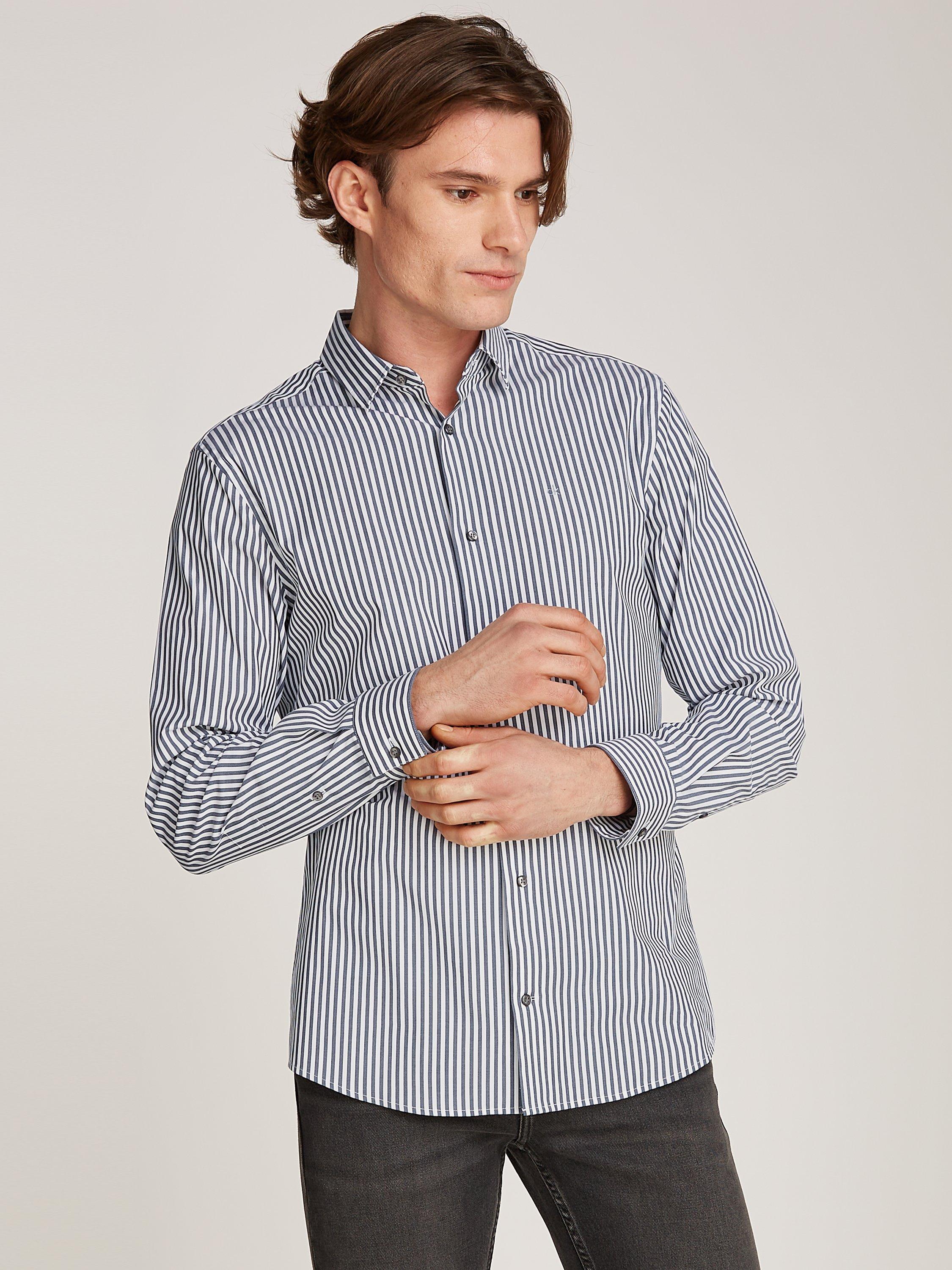 Calvin Klein Jeans Stripe Poplin Stretch Shirt Ink Multi