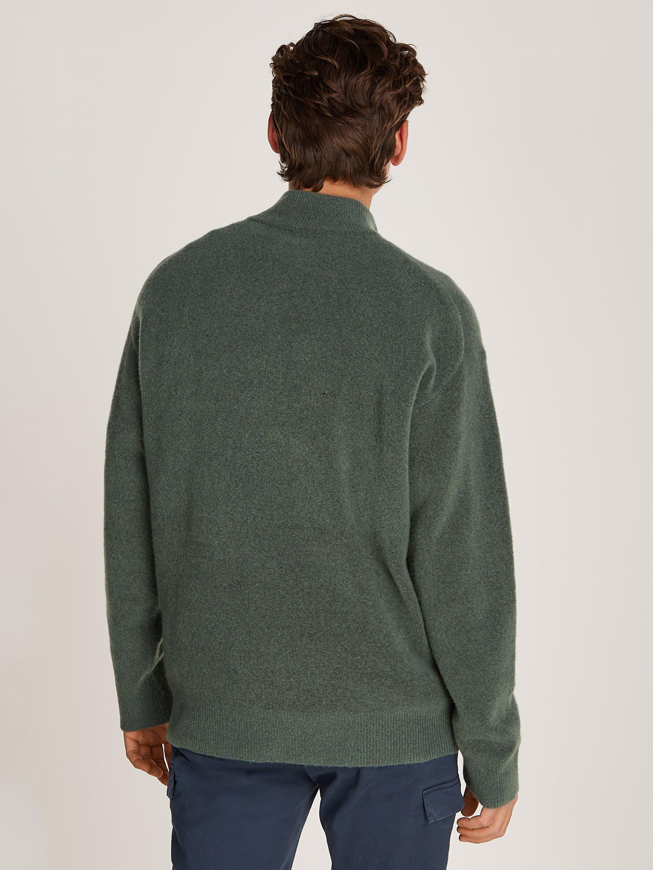 Product image 2 of 6, which shows Calvin Klein Jeans Tech Button Neck Jumper, Dark Forest, M
