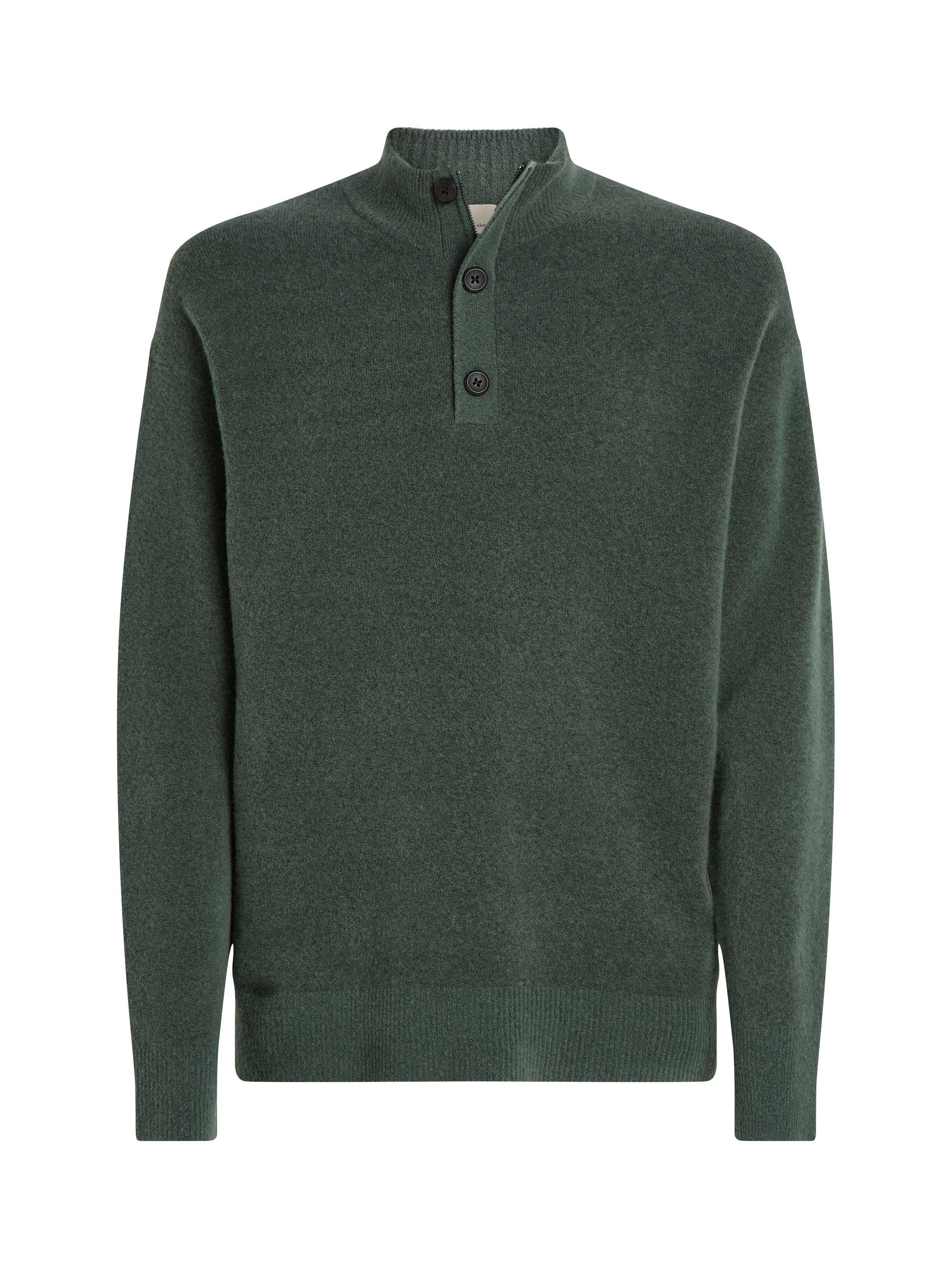 Product image 4 of 6, which shows Calvin Klein Jeans Tech Button Neck Jumper, Dark Forest, M