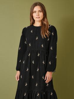 Yumi Floral Embroidered Midi Dress, Black/Multi - view 2, Black/Multi