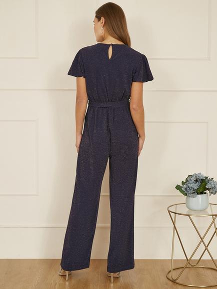 Yumi Sparkle Stretch Jumpsuit, Navy - view 2, Navy