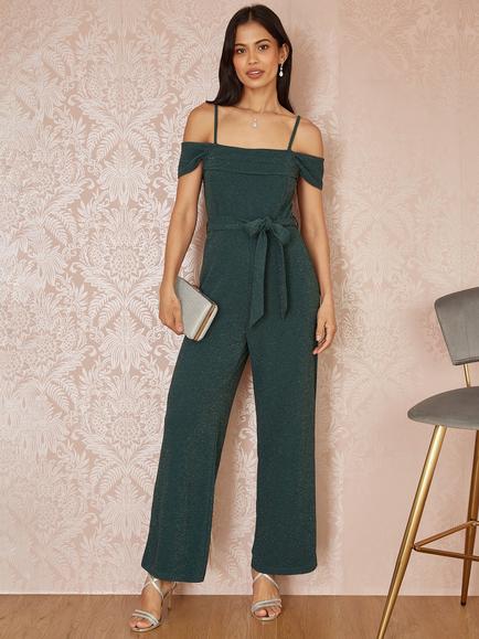 Yumi Sparkle Stretch Jumpsuit, Green, Green
