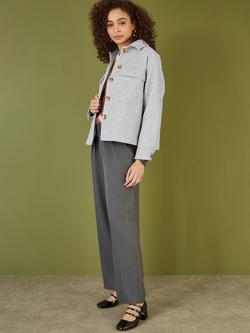 Yumi Woven Patch Pocket Shacket, Grey - view 2, Grey