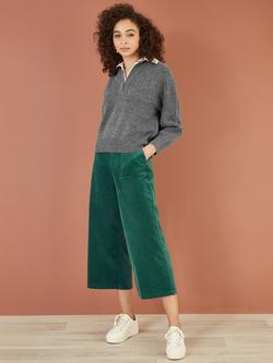 Yumi Corduroy Wide Leg Trousers, Green, Green