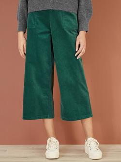 Yumi Corduroy Wide Leg Trousers, Green - view 2, Green