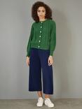 Yumi Corduroy Wide Leg Trousers, Green, Navy
