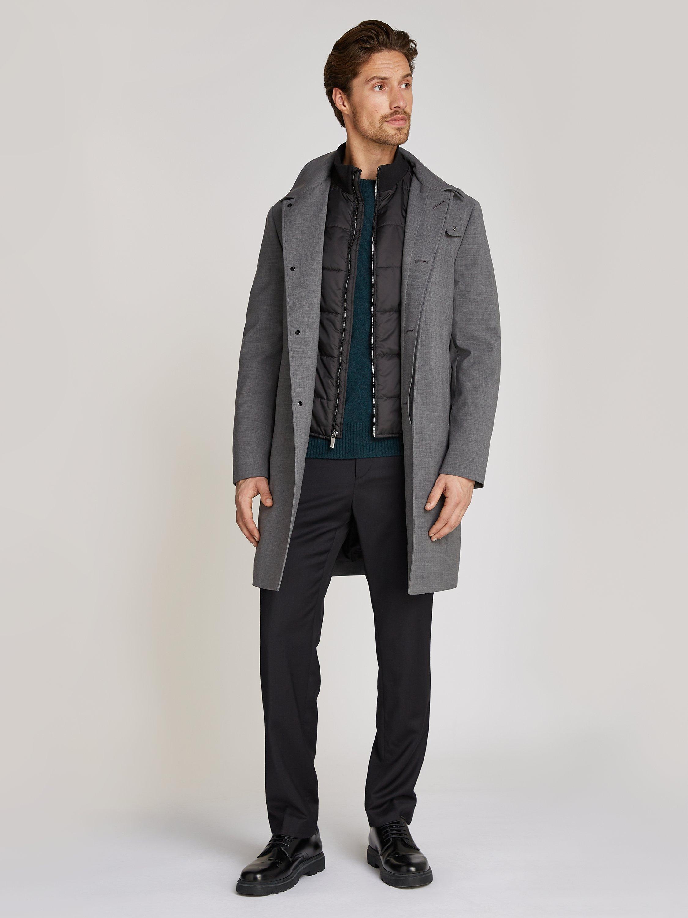 Calvin Klein Wool Blend Car Coat Mid Grey