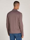 Calvin Klein Slub Half Zip Polo Top, Plum Truffle