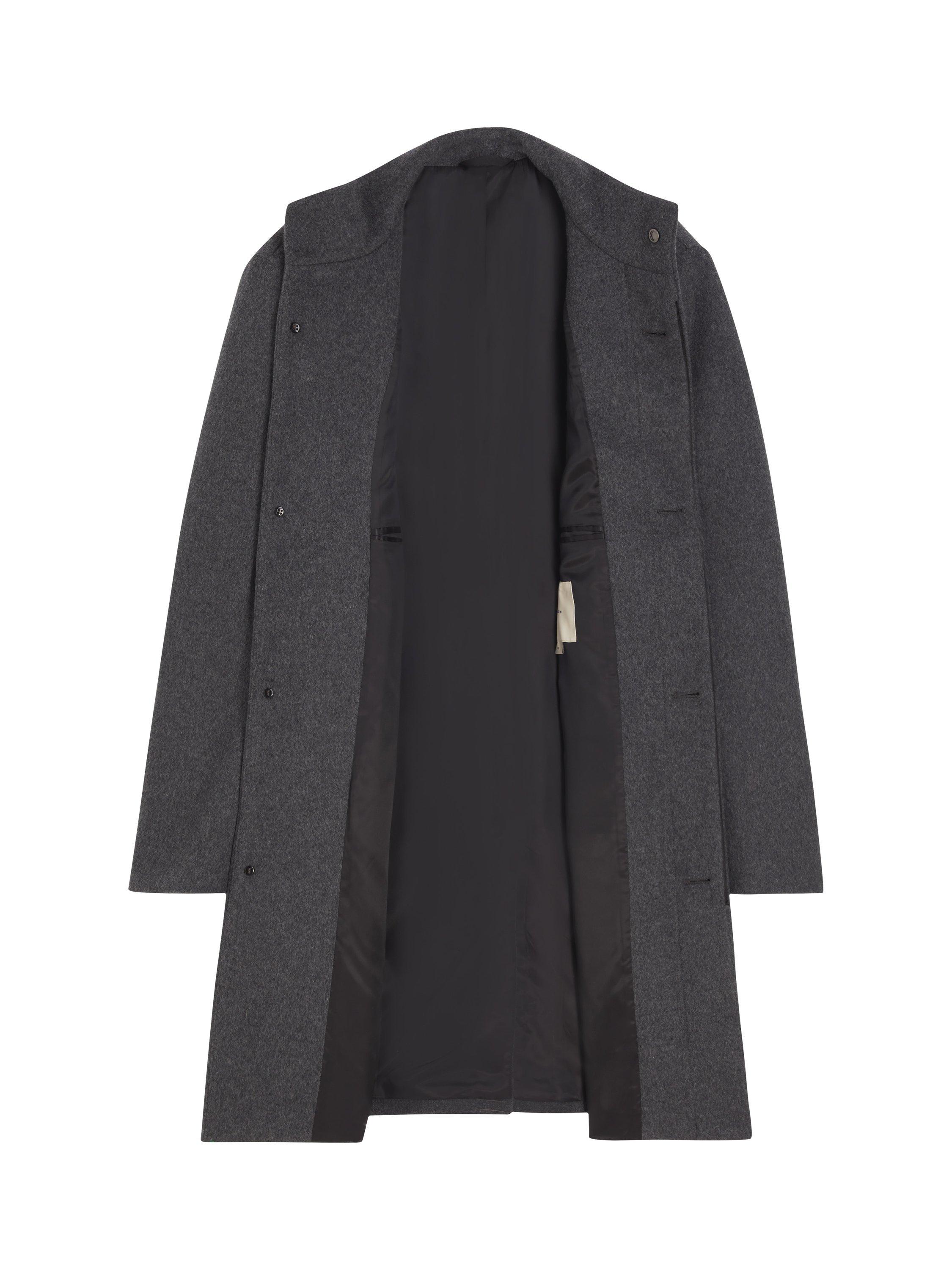 Product image 8 of 8, which shows Calvin Klein Slim Wool Blend Funnel Neck Coat, Dark Grey, S