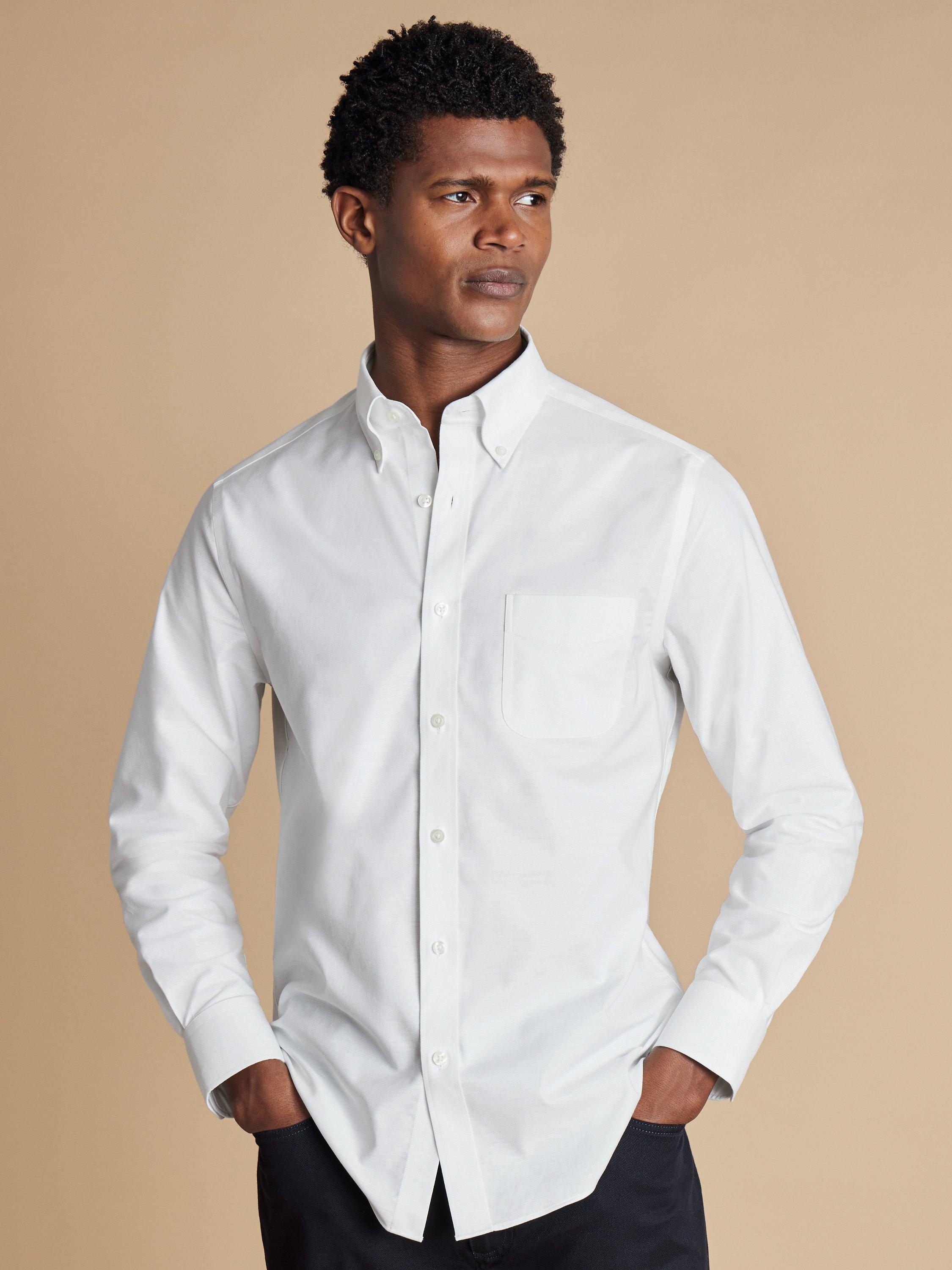 Product image 1 of 7, which shows Charles Tyrwhitt Cotton Stretch Non-Iron Shirt, White, S
