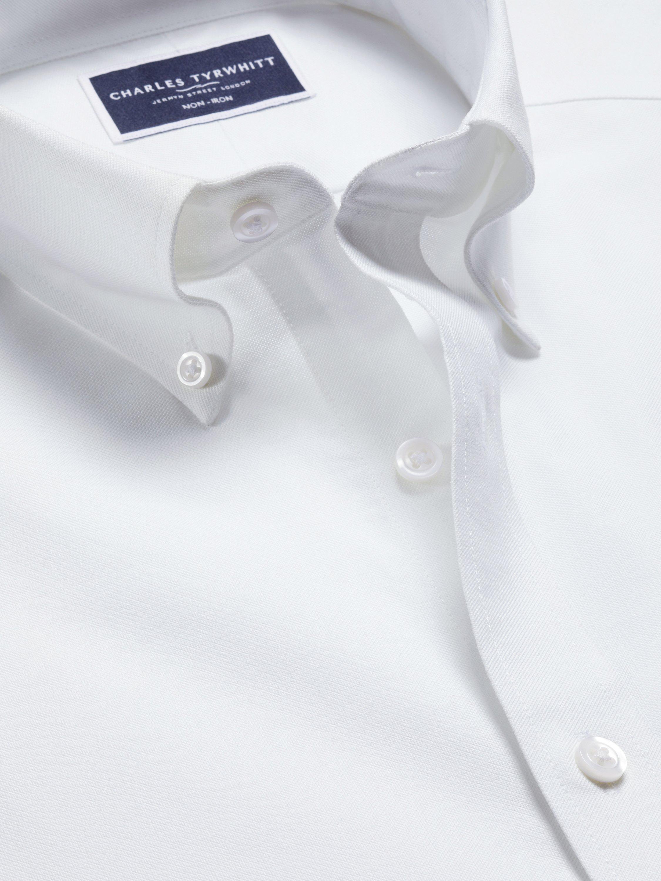 Product image 4 of 7, which shows Charles Tyrwhitt Cotton Stretch Non-Iron Shirt, White, S