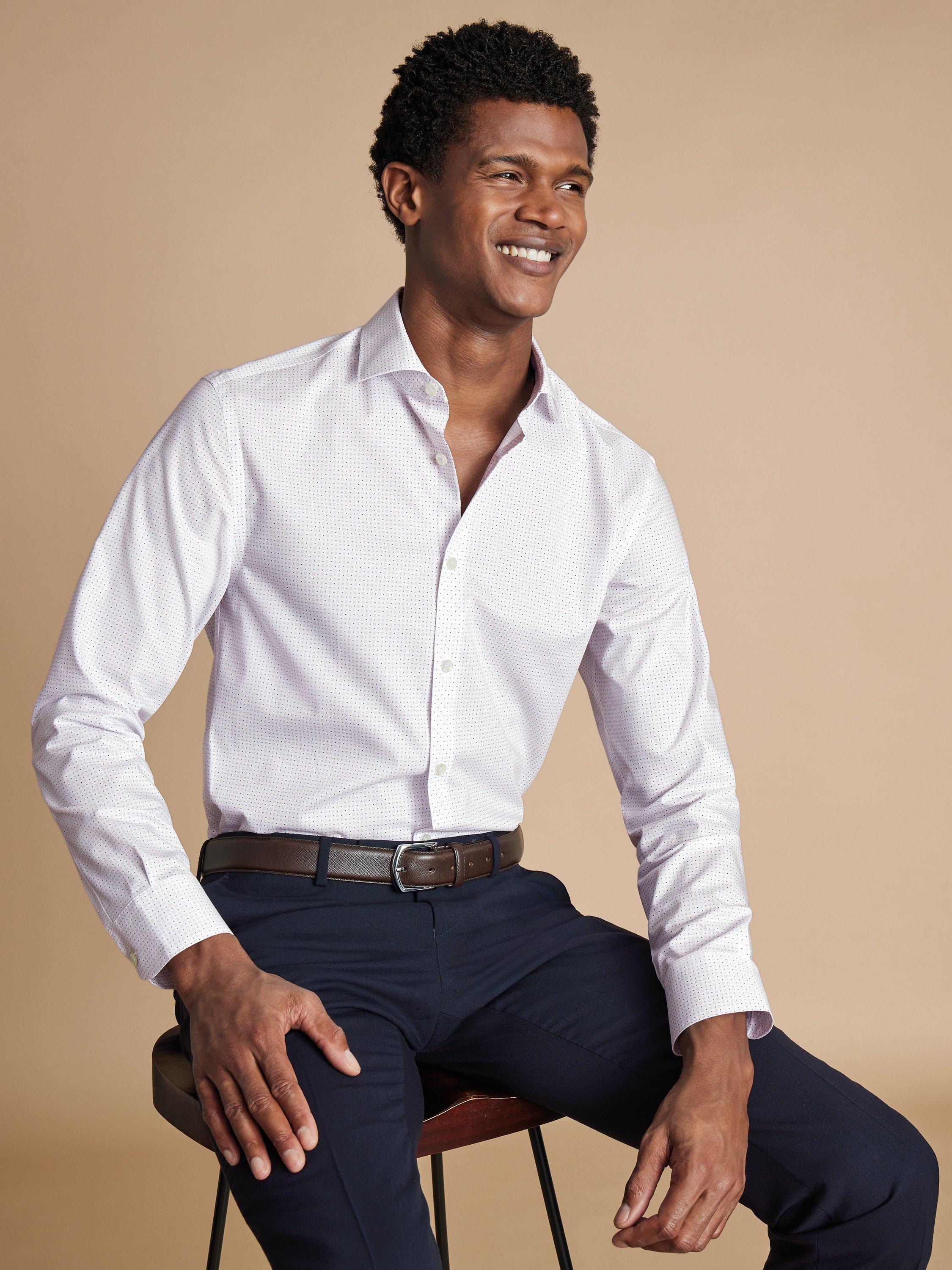 Product image 7 of 7, which shows Charles Tyrwhitt Cotton Non-Iron Shirt, White/Multi, S