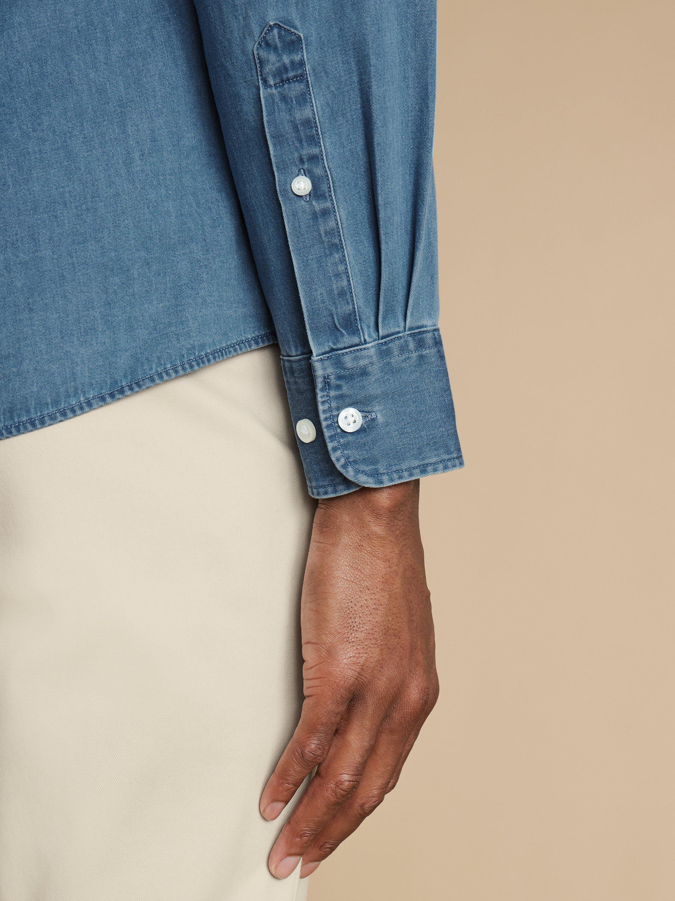 Product image 3 of 7, which shows Charles Tyrwhitt Slim Fit Denim Shirt, Ocean Blue, S