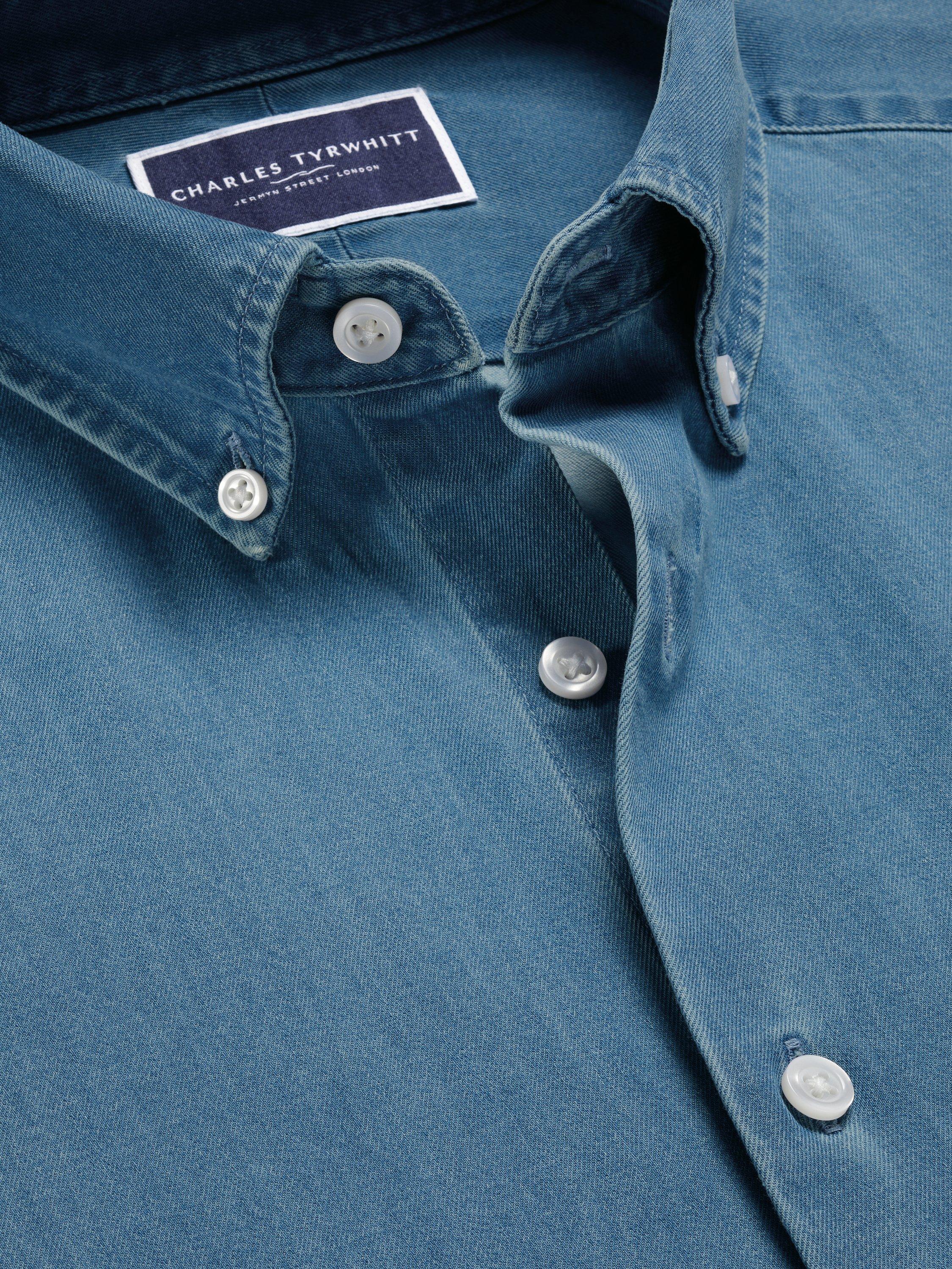 Product image 4 of 7, which shows Charles Tyrwhitt Slim Fit Denim Shirt, Ocean Blue, S