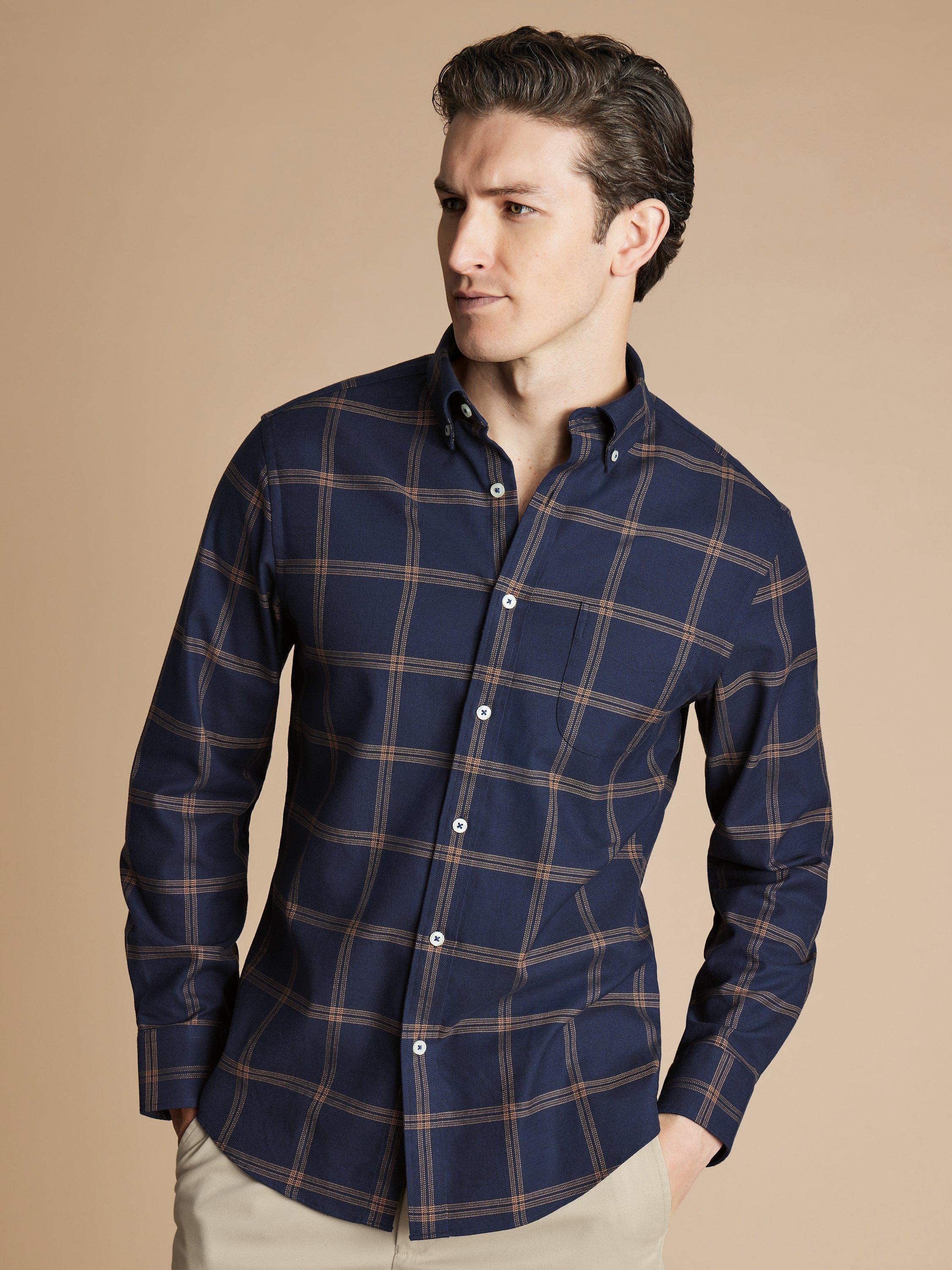 Charles Tyrwhitt Cotton Non-Iron Check Shirt, Navy