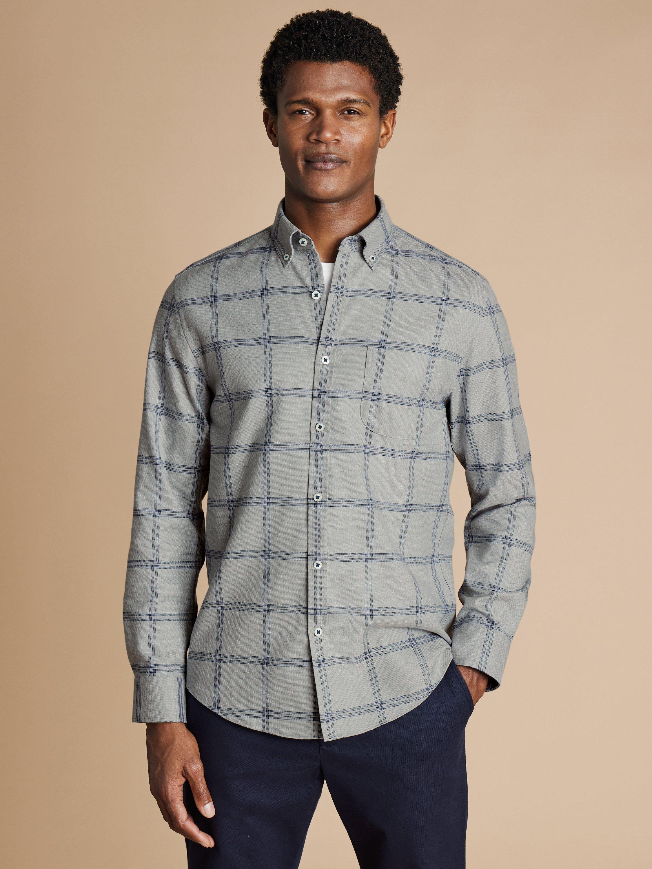 Charles Tyrwhitt Cotton Non-Iron Check Shirt, Light Grey
