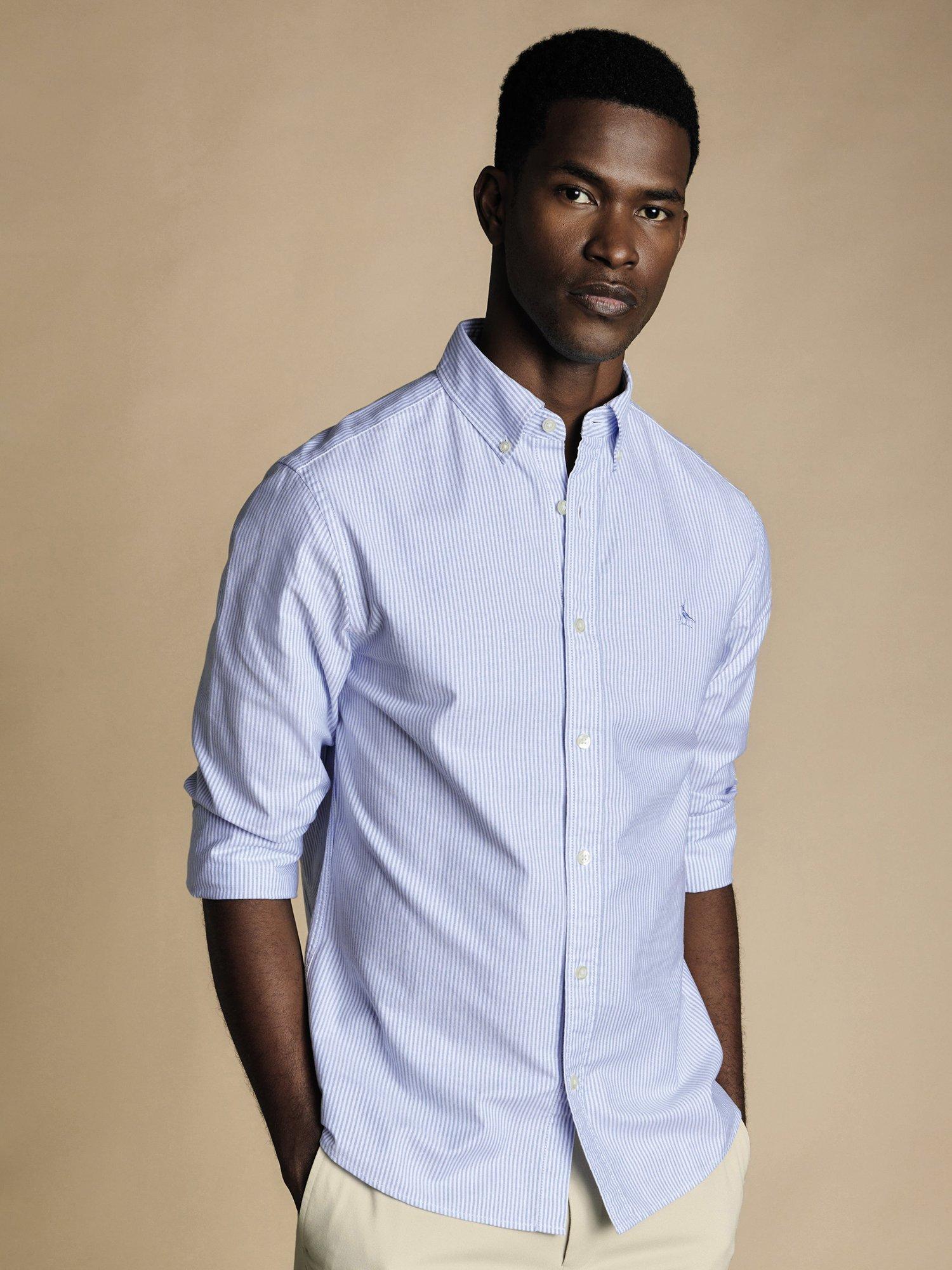 Charles Tyrwhitt Cotton Regular Fit Stripe Shirt, Blue & White