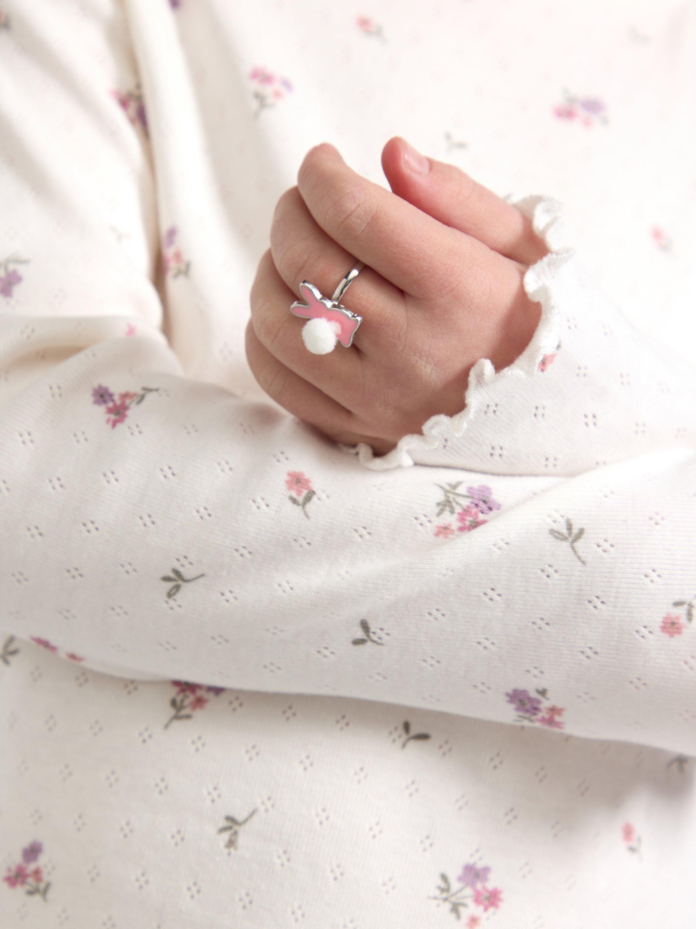 Product image 4 of 7, which shows Lindex Kids' Organic Cotton Pointelle Print Long Sleeve Top, Light Dusty White, 6-7 years