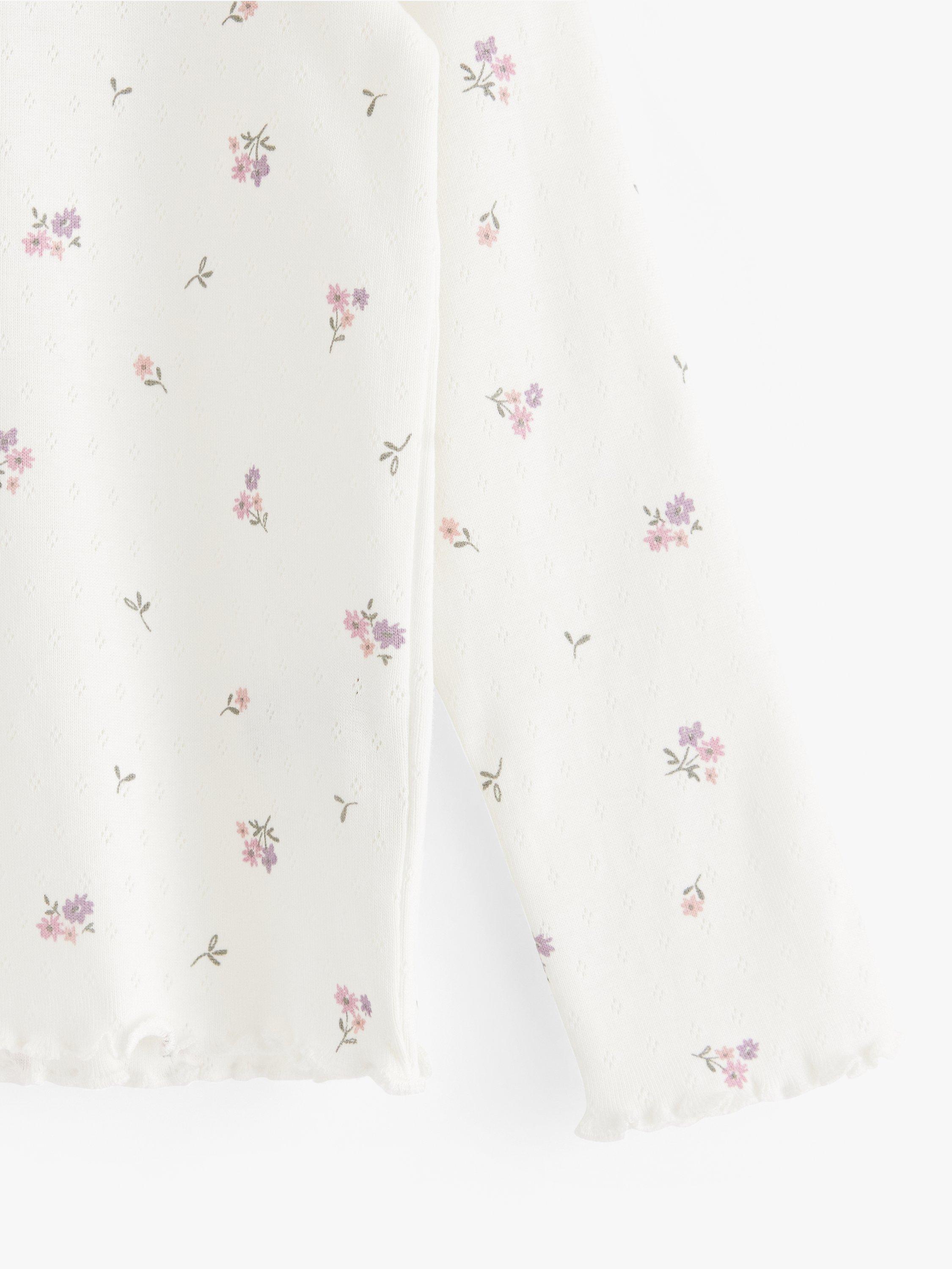 Product image 7 of 7, which shows Lindex Kids' Organic Cotton Pointelle Print Long Sleeve Top, Light Dusty White, 6-7 years