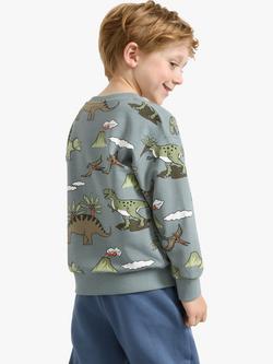 Lindex Kids' Dinosaur Sweatshirt, Dusty Aqua - view 2, Dusty Aqua