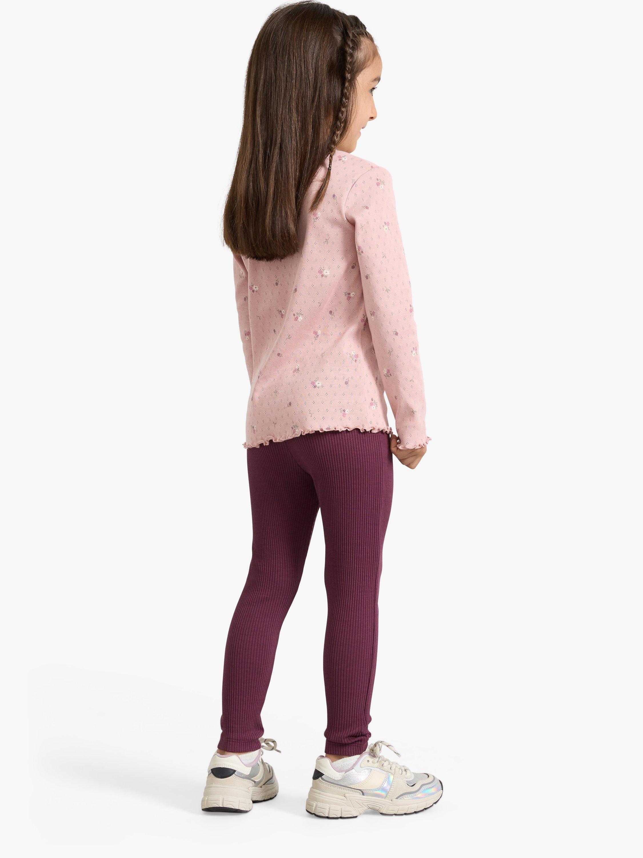 Product image 2 of 7, which shows LIndex Kids' Rib Solid Organic Cotton Leggings, Dark Dusty Lilac, 2-3 years