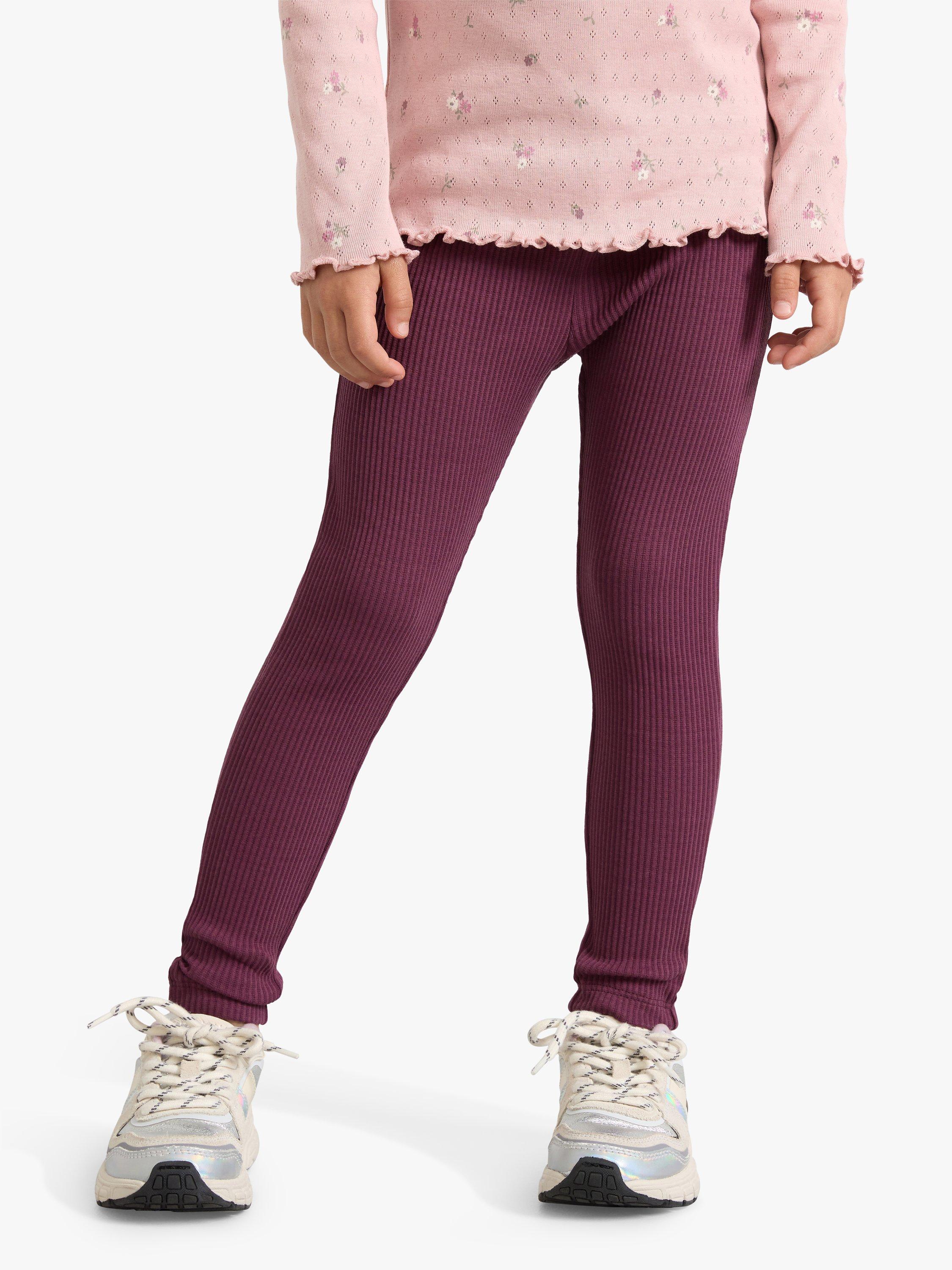 Product image 3 of 7, which shows LIndex Kids' Rib Solid Organic Cotton Leggings, Dark Dusty Lilac, 2-3 years