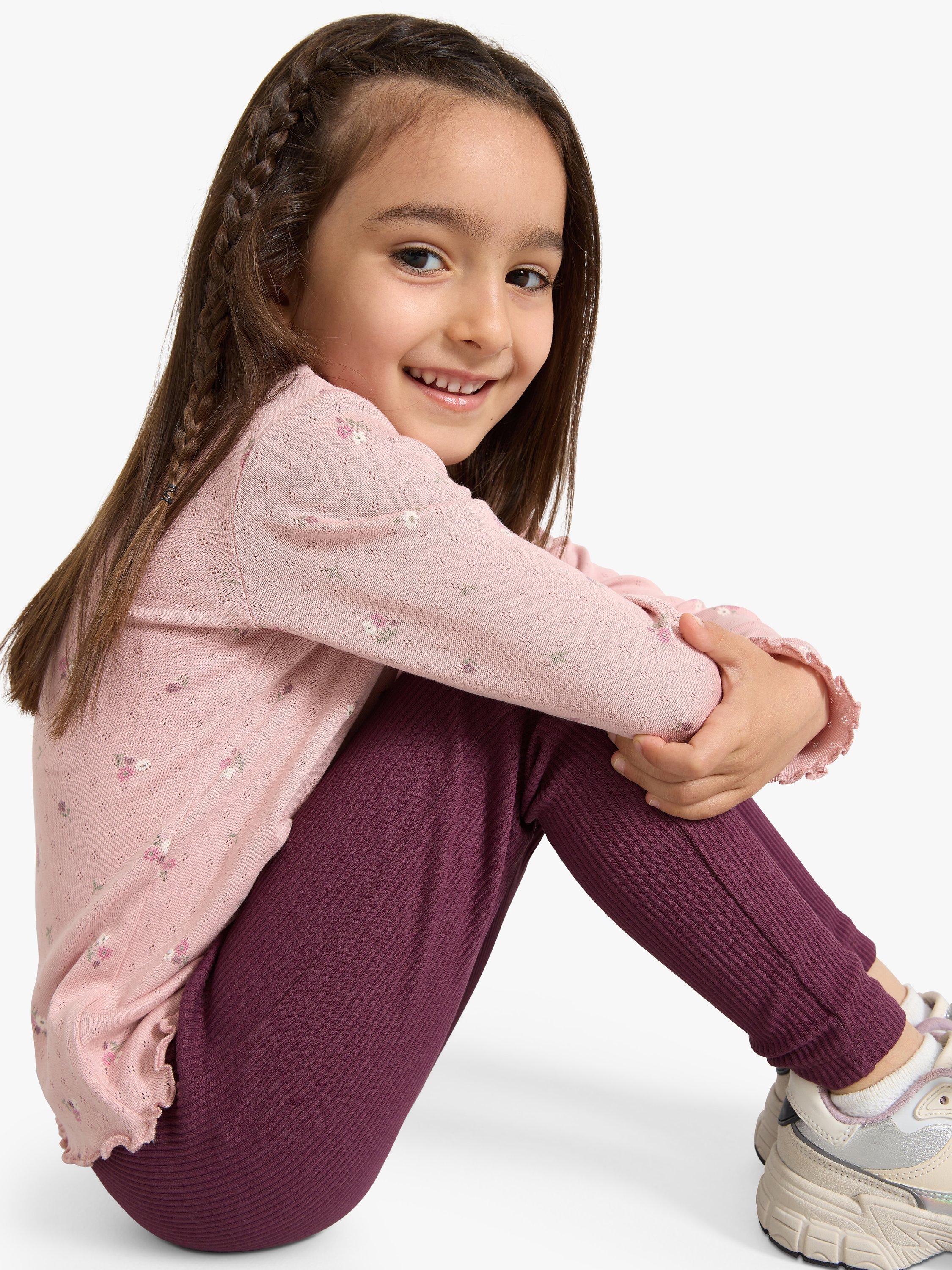 Product image 4 of 7, which shows LIndex Kids' Rib Solid Organic Cotton Leggings, Dark Dusty Lilac, 2-3 years