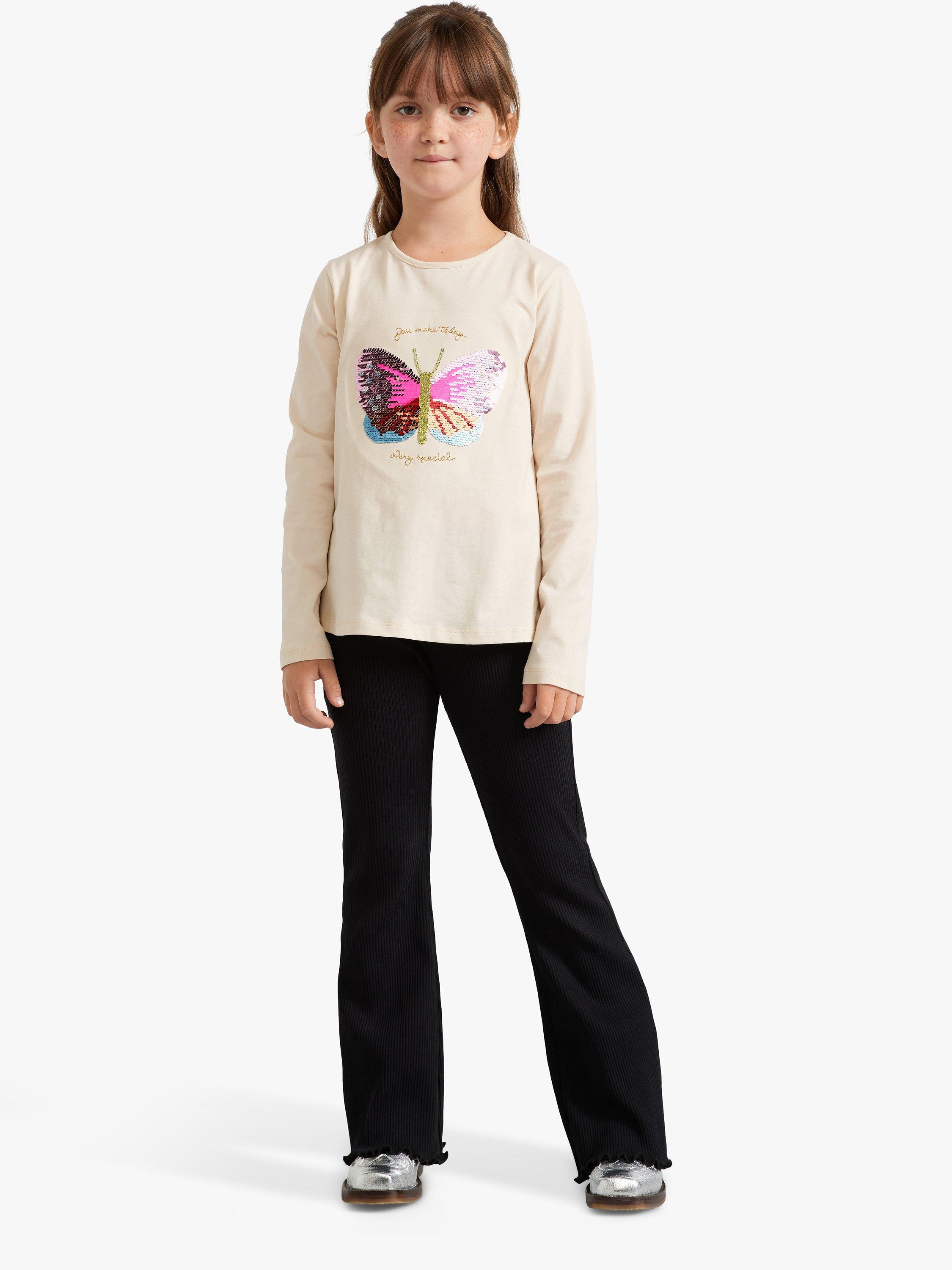 Product image 1 of 7, which shows Lindex Kids' Rib Flare Leggings, Black, 4-5 years