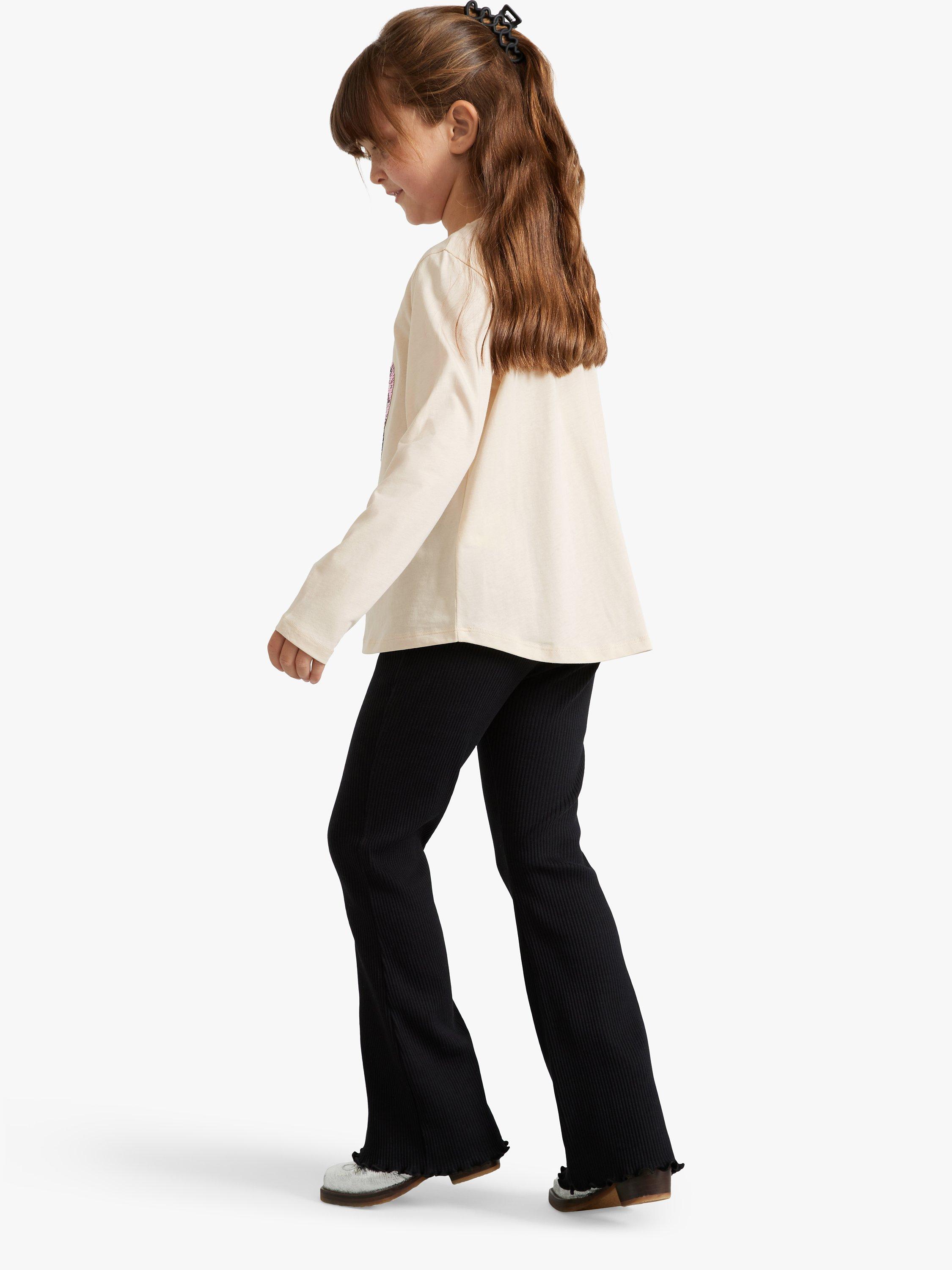 Product image 2 of 7, which shows Lindex Kids' Rib Flare Leggings, Black, 4-5 years