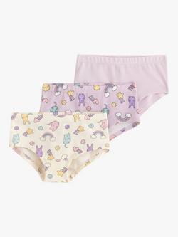 Lindex Kids' Kawaii Printed Briefs, Pack of 3, Light Dusty White, Light Dusty White
