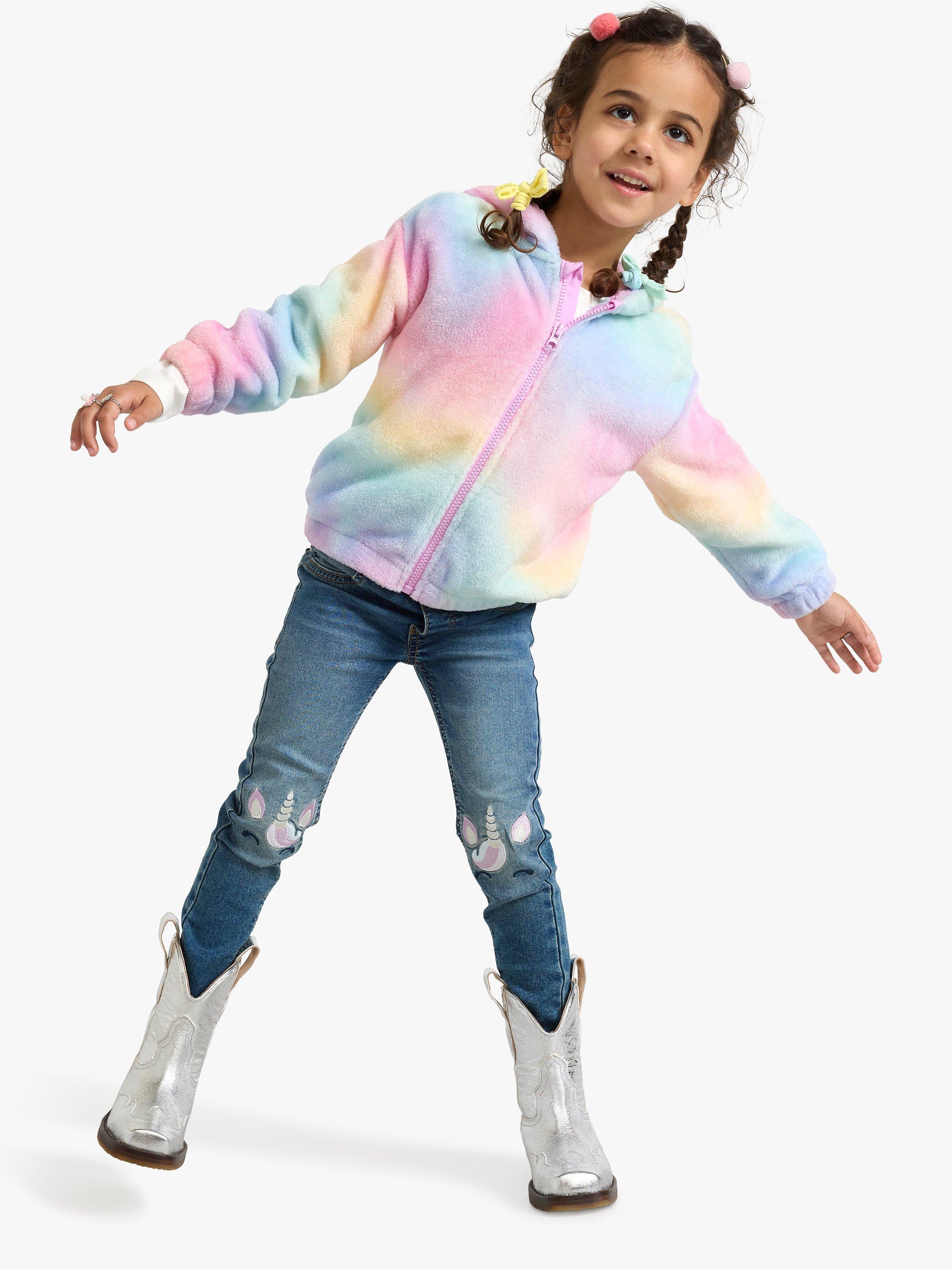 Product image 3 of 7, which shows Lindex Kids' Unicorn Rainbow Hooded Jacket, Light Lilac, 3-4 years