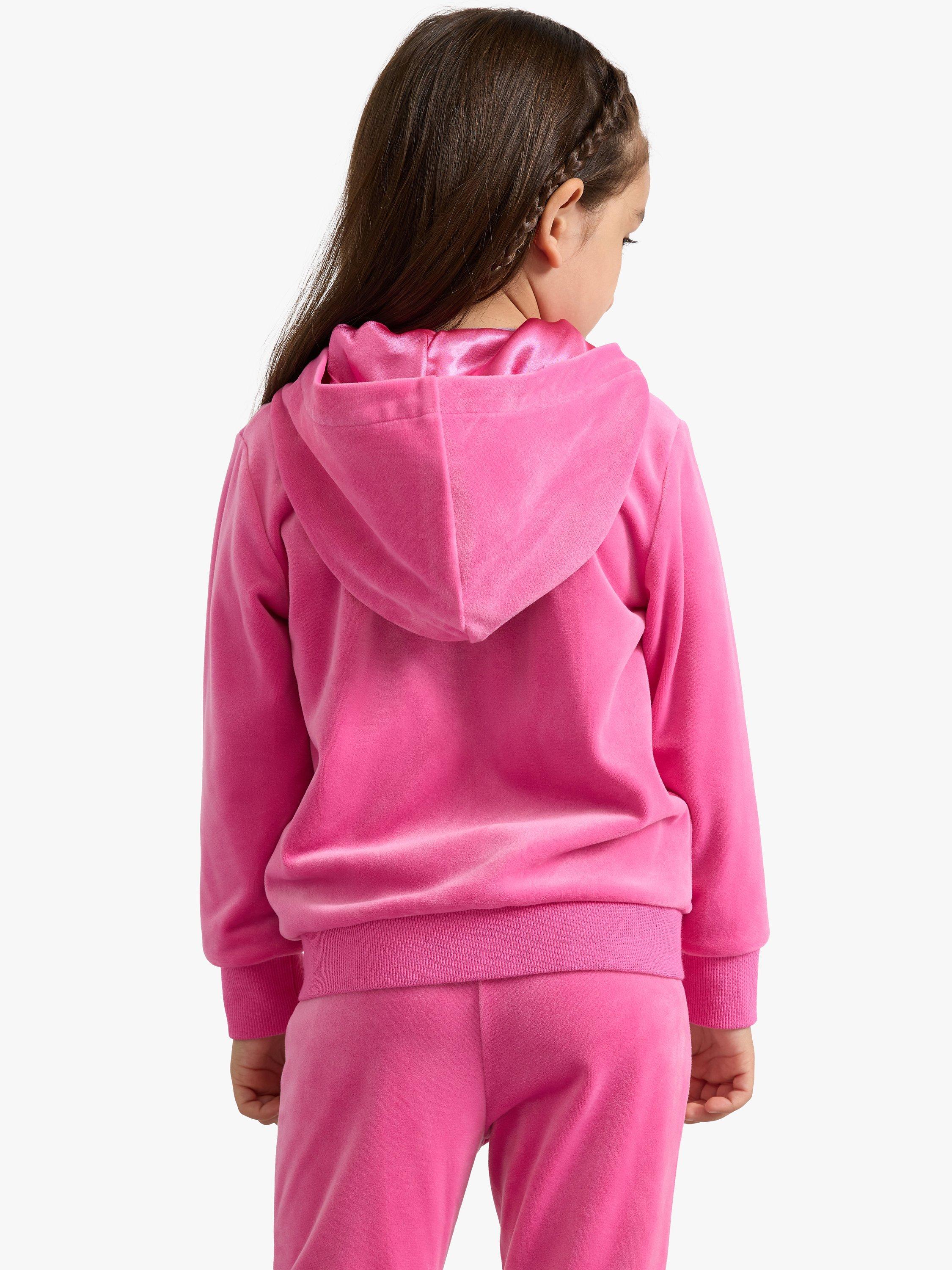 Lindex Kids' Velour Hooded Jacket, Pink, 4-6 years