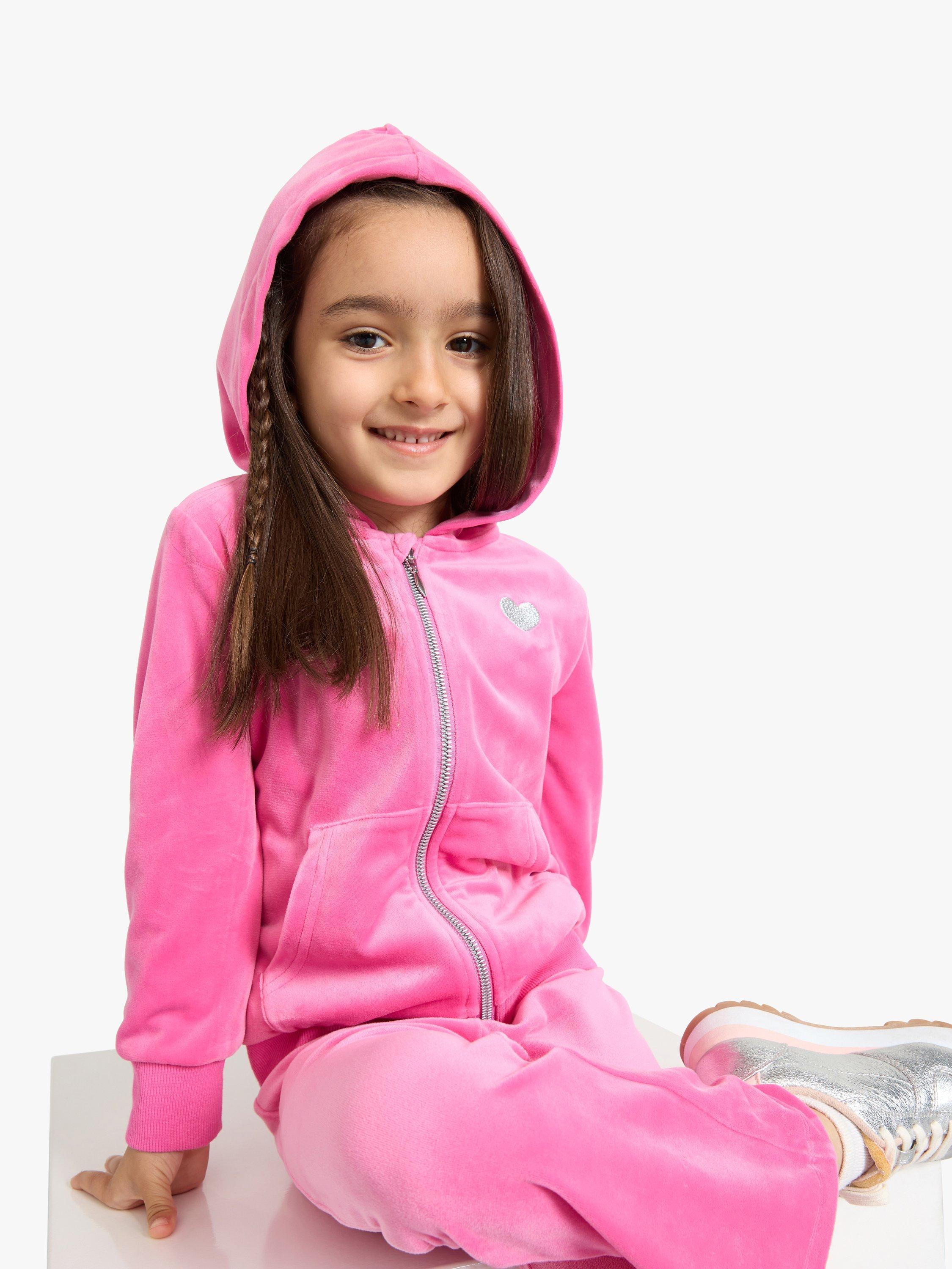 Lindex Kids' Velour Hooded Jacket, Pink, 4-6 years