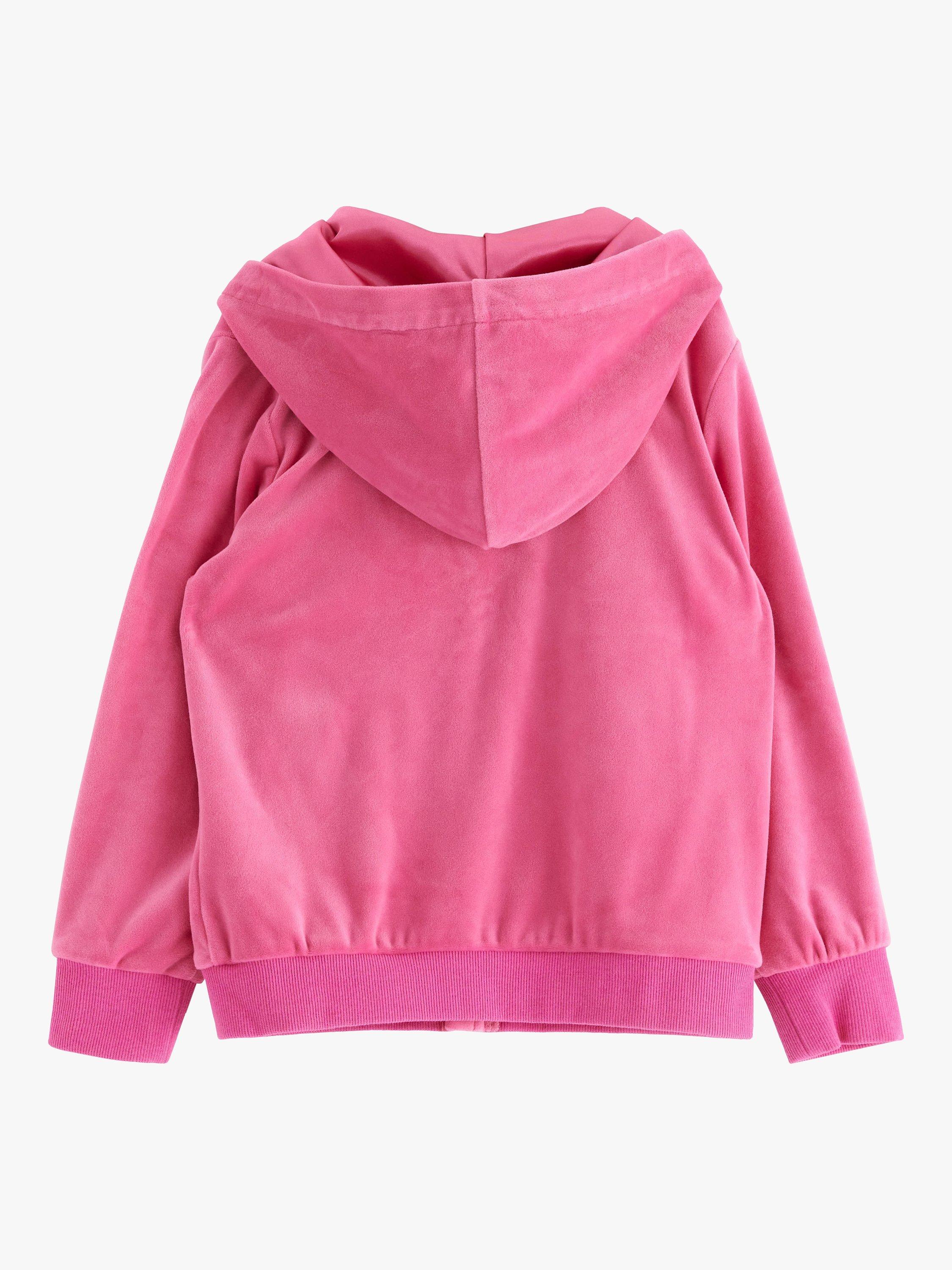 Lindex Kids' Velour Hooded Jacket, Pink, 4-6 years