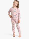 Lindex Kids' Cotton Magical Unicorn Pyjamas, Light Dusty Pink