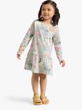 Lindex Kids' Cotton Cat Print Dress, Light Turquoise