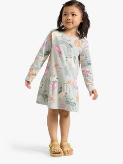 Lindex Kids' Cotton Cat Print Dress, Light Turquoise, Light Turquoise