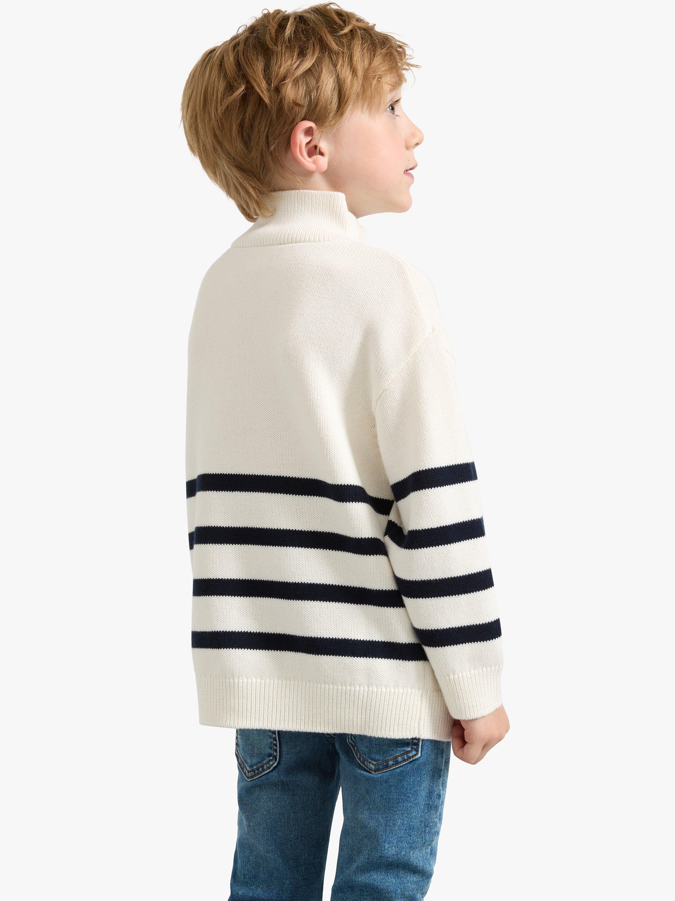 Product image 2 of 7, which shows Lindex Kids' Organic Cotton Knitted Half Zip Jumper, Light Dusty White, 4-6 years